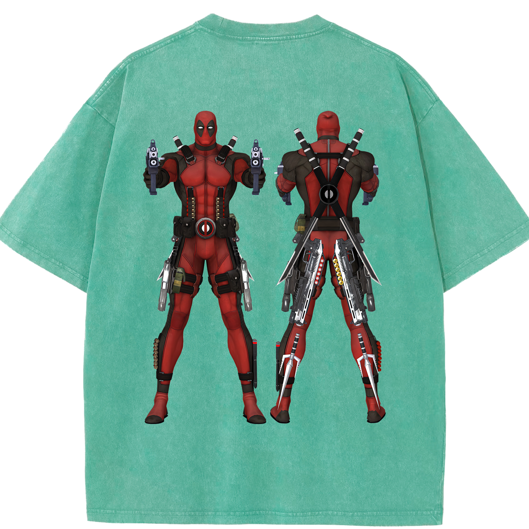 （画像用） Deadpool デッドプール 綿100% ヴィンテージ風 半袖Tシャツ（背面プリント）